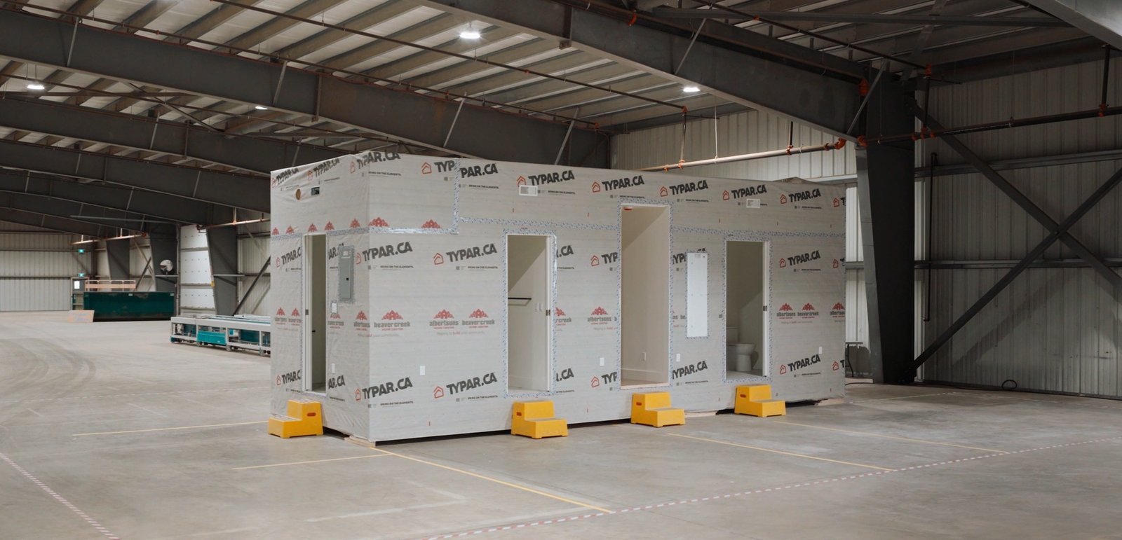 A pre-engineered modular housing unit inside the IGV Build Systems manufacturing facility
